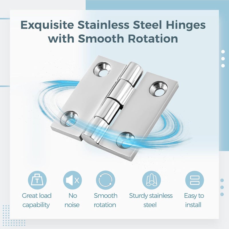 yeesport 4 PCS Boat Hinges, Stainless Steel Marine Grade, 2 x 2 Inches, No Noise Smooth Heavy Duty 316 Stainless Steel Hinges with Screws - Image 3